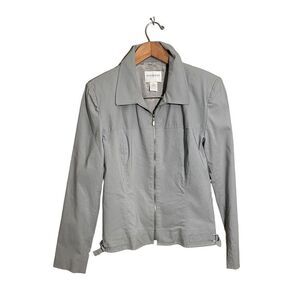 Hugo Buscati Collection Jacket Women’s 12 Full‎ Zip Stretch Fitted Lined Gray
